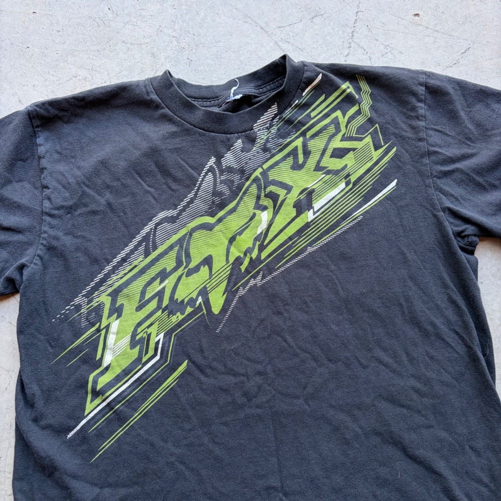 Fox Racing Graphic T-Shirt Black Lime Green Motocross Logo Small